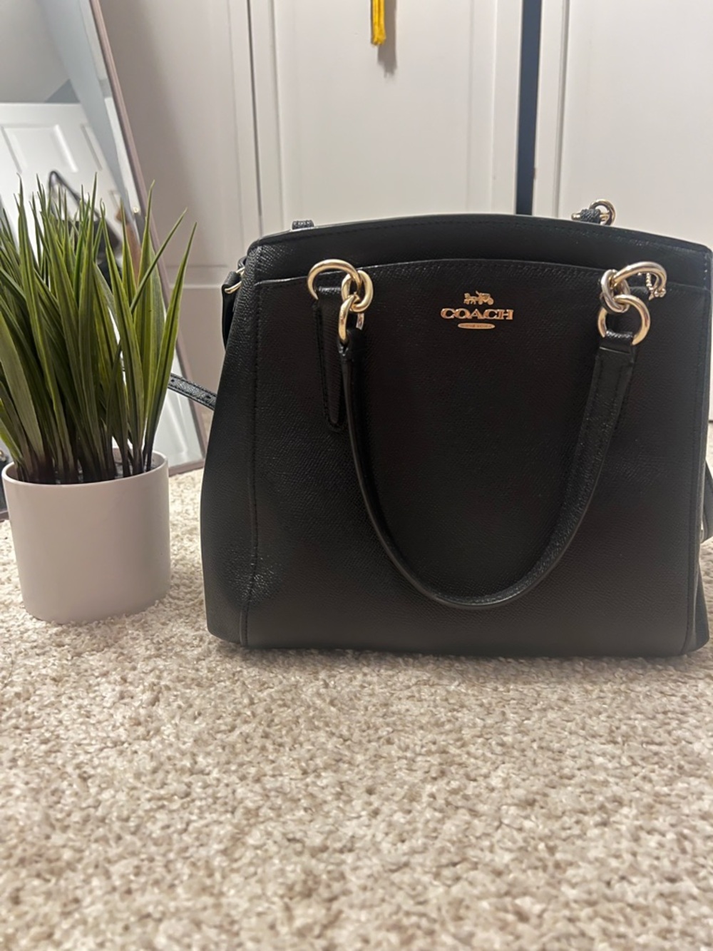 LIGHTLY USED! COACH Black Leather Satchel Handbag